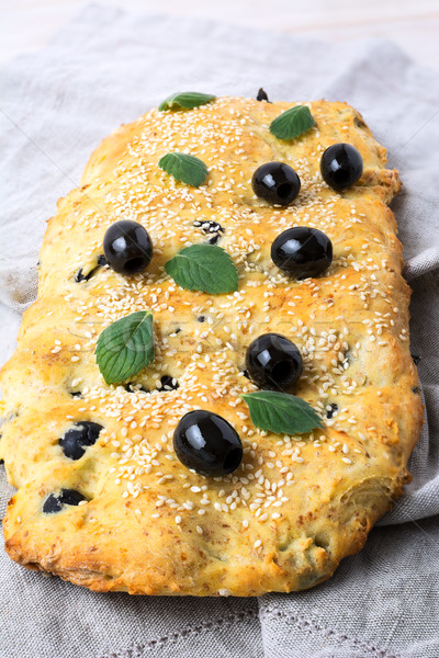 Stockfoto: Italiaans · brood · olijfolie · knoflook · kruiden · eigengemaakt