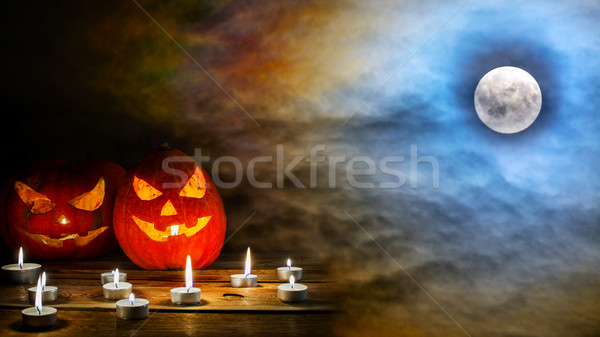 Halloween middernacht hemel volle maan symbool Stockfoto © TasiPas