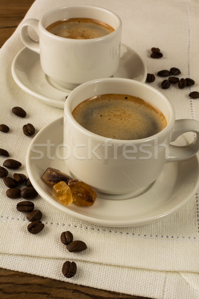 [[stock_photo]]: Deux · blanche · fort · café · matin