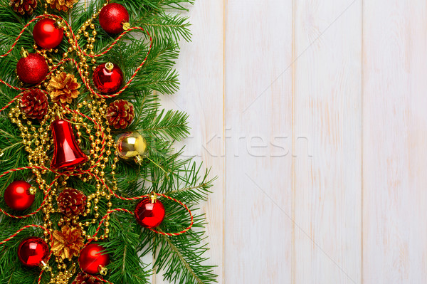 Christmas gouden kralen ingericht krans groet Stockfoto © TasiPas