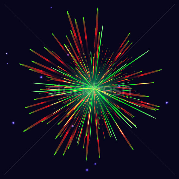 Red green fireworks New Year background Stock photo © TasiPas