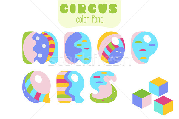 Stock photo: Cartoon style letters M, N, O, P, Q, R, S and toy blocks