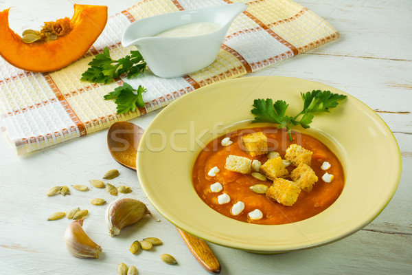 カボチャ スープ ニンニク スカッシュ 野菜スープ ストックフォト © TasiPas