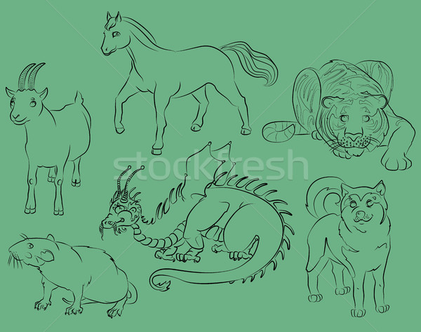 dragon, rat, goat, tiger, horse and dog Stock photo © tatiana3337