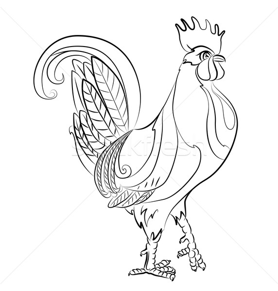 Black and white image of a rooster Stock photo © tatiana3337