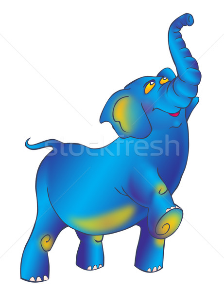 Triumphantly striding proudly blue elephant with a raised trunk Stock photo © tatiana3337