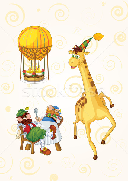 Stock foto: Postkarte · Geburtstag · Tag · Geburt · gierig · Giraffe
