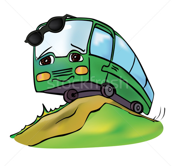 Stockfoto: Vrolijk · veelkleurig · bus · zomer · dag · weg