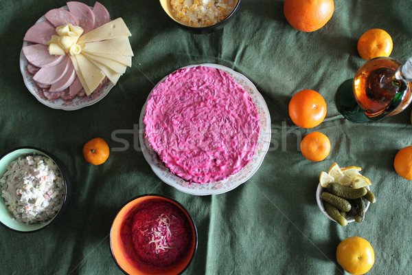 Laid table on textured tablecloth Stock photo © tatiana3337
