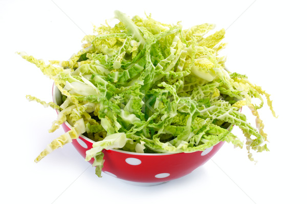 salad with fresh savoy cabbage on white background Stock photo © Tatik22