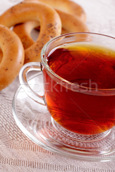 Csésze forró tea sütik szalvéta víz Stock fotó © Tatik22