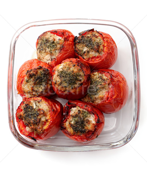 Nadziewany pomidory biały szkła żywności Zdjęcia stock © Tatik22