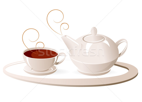 Csésze teáskanna illusztráció vektor tea Stock fotó © Tatik22