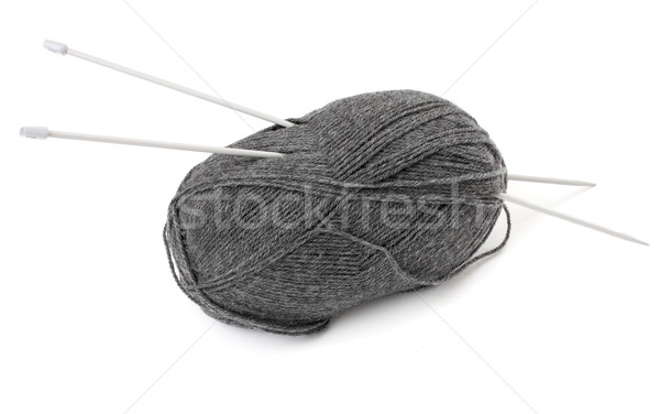 Ball Wolle Stricken Nadeln weiß Muster Stock foto © Tatik22