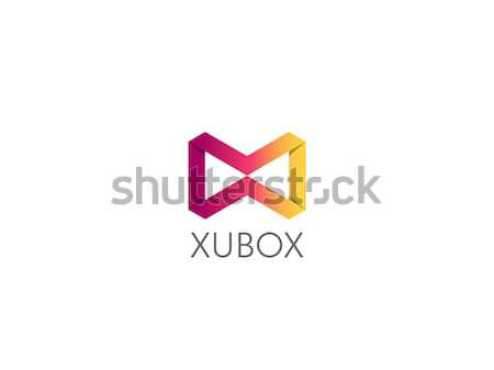 Abstract geometric letter MW WM logo template with hexagonal element object. infinite cube box shape Stock photo © taufik_al_amin