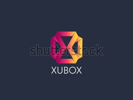 Abstract geometric letter X logo template with hexagonal element object. infinite cube box shape ico Stock photo © taufik_al_amin