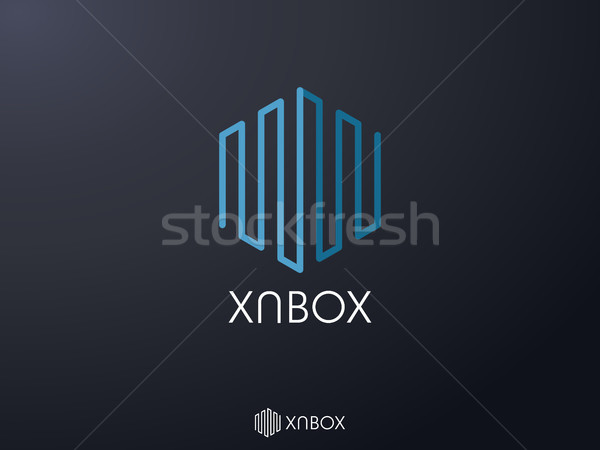 Stock photo: abstract hexagonal for corporate business, city skyline Real Estate, or data box logo icon. symbol t