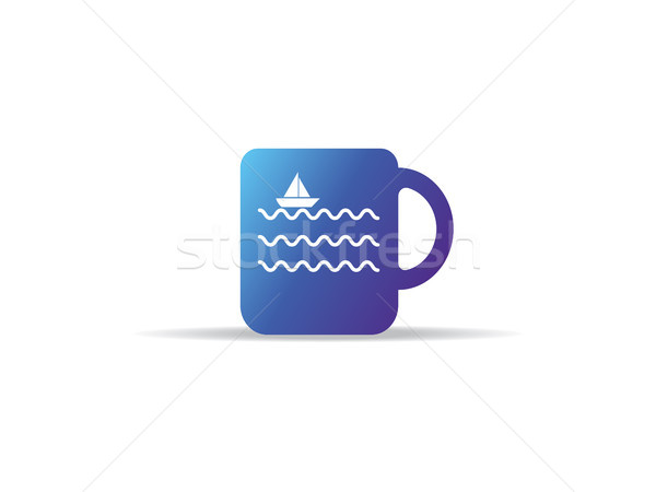 Stock fotó: Absztrakt · csésze · ikon · tenger · hullám · hajó