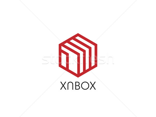 Absztrakt hatszög poligon doboz forma logo Stock fotó © taufik_al_amin