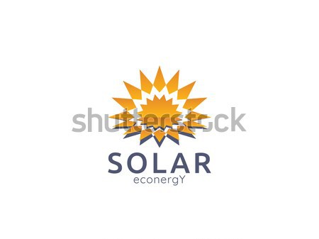 Stockfoto: Zonnepaneel · energie · logo · icon · nul · afval