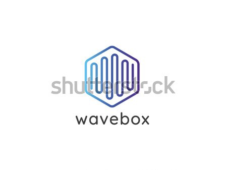 abstract hexagonal box cube with audio wave for business, apps, technology, or data logo icon. symbo Stock photo © taufik_al_amin