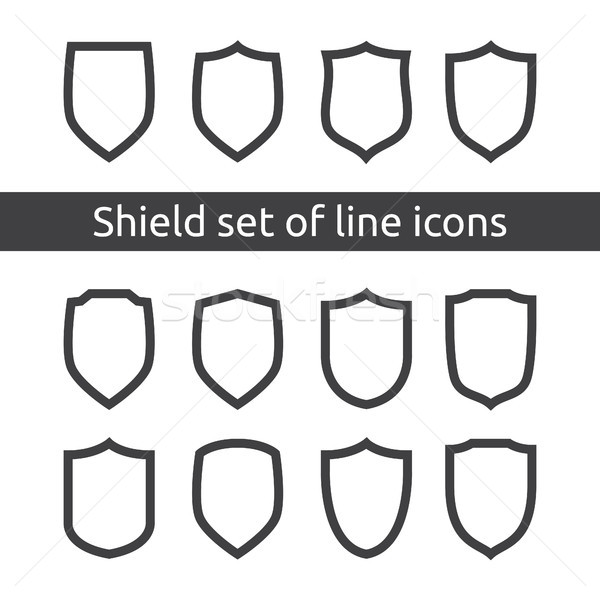 shield logo symbol icon set with outline line style. vector illustration template concept for securi Stock photo © taufik_al_amin