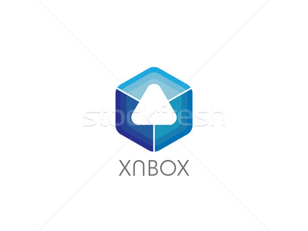 Abstract meetkundig driehoek kubus vak logo Stockfoto © taufik_al_amin