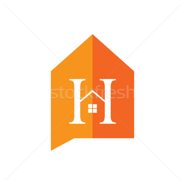 Orange maison lettre h logo parler modèle [[stock_photo]] © taufik_al_amin