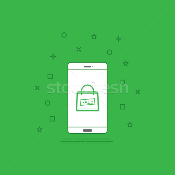 Verkauf Tasche Symbol Smartphone Bildschirm Design-Vorlage Stock foto © taufik_al_amin