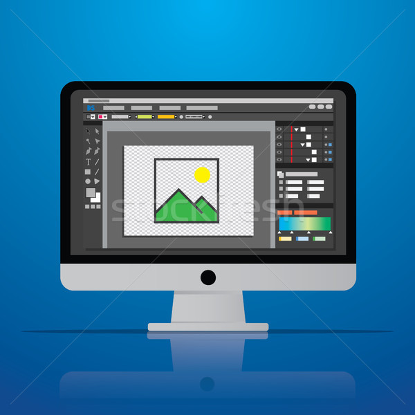 graphic photo picture editor software icon on desktop computer i Stock photo © taufik_al_amin