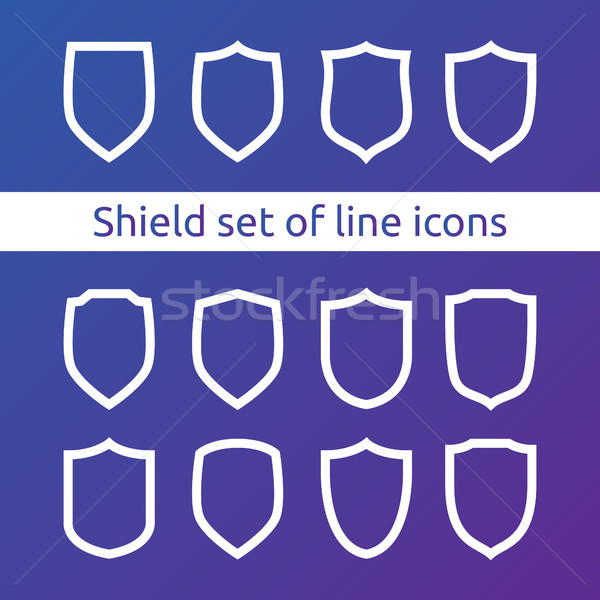 shield logo symbol icon set with outline line style. vector illustration template concept for securi Stock photo © taufik_al_amin