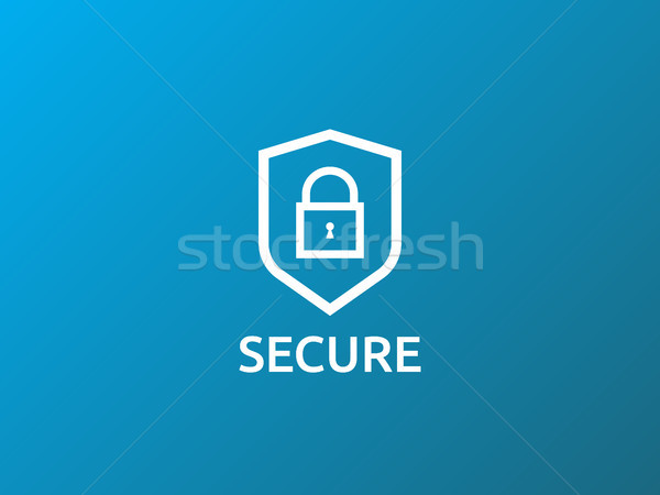 Stock photo: shield line icon, Privacy Data protection and Internet VPN Secur