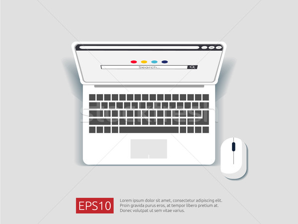 search browser bar on top view laptop screen. flat style vector illustration Stock photo © taufik_al_amin