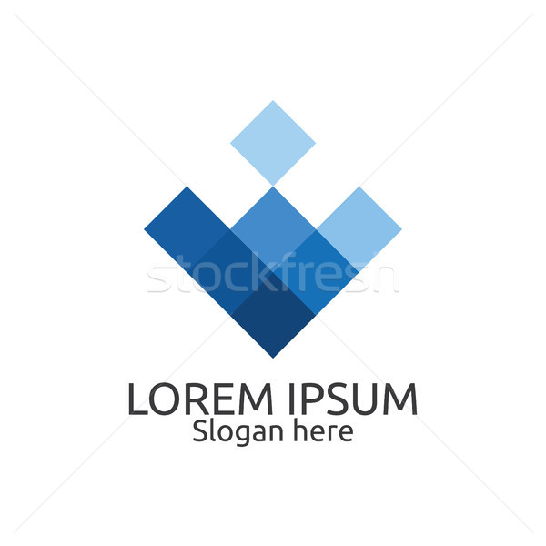 Stock photo: tile wall logo icon for carpet, floor, ceramic industry. hexagon letter V concept design template ve
