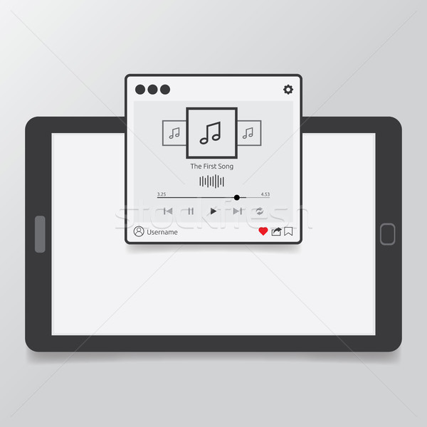 [[stock_photo]]: Isolé · audio · streaming · joueur · utilisateur · interface