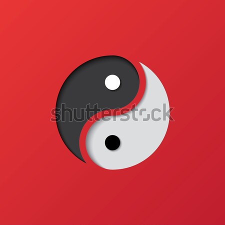 Yin yang logo szimbólum ikon fekete sziluett Stock fotó © taufik_al_amin