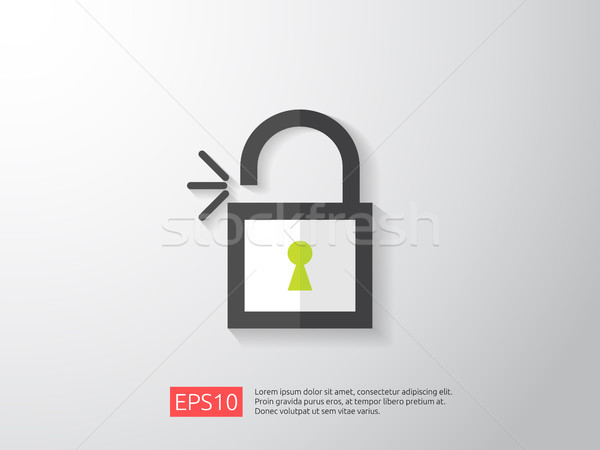 open padlock icon vector illustration. lock access warning alert security concept. safe secure of pe Stock photo © taufik_al_amin