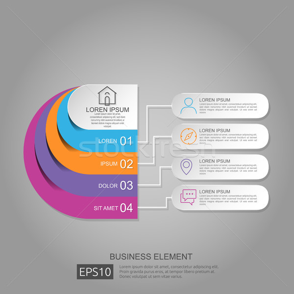 abstract half circle for business concept infographic with cloud and building background. Template f Stock photo © taufik_al_amin