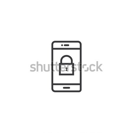 Telefon zár ikon vonal stílus üzlet Stock fotó © taufik_al_amin