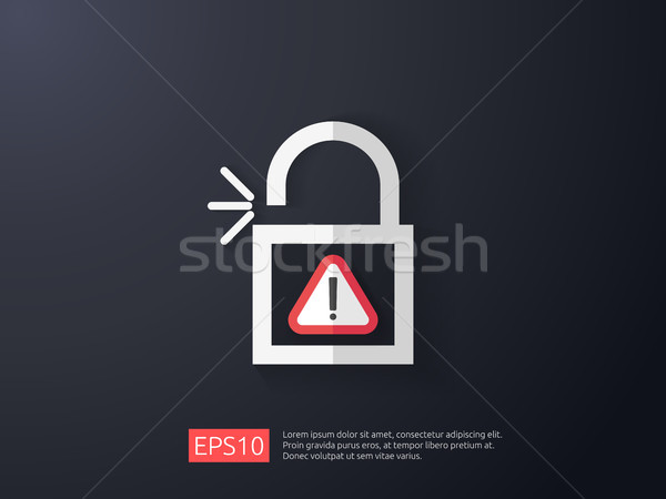 open padlock attention icon with exclamation mark symbol warning alert sign. account access security Stock photo © taufik_al_amin