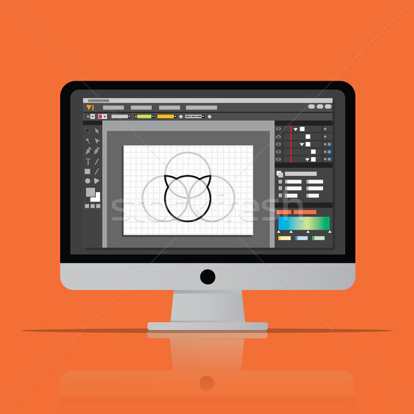graphic editor software icon on desktop computer. vector flat de Stock photo © taufik_al_amin