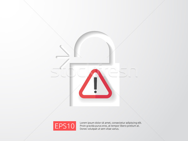 [[stock_photo]]: Ouvrir · cadenas · attention · icône · point · d'exclamation · symbole