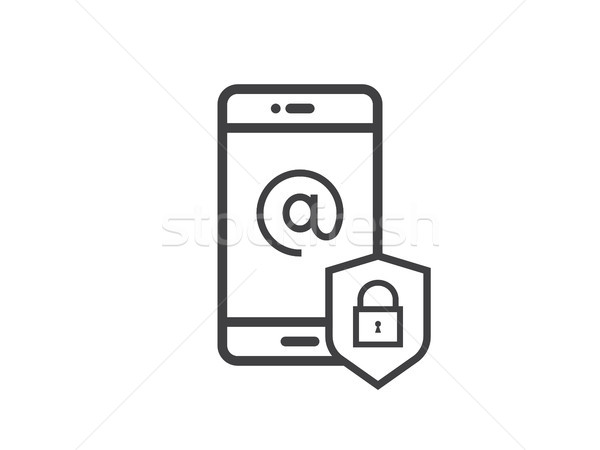 Téléphone portable bouclier ligne icône vie privée protection des données [[stock_photo]] © taufik_al_amin