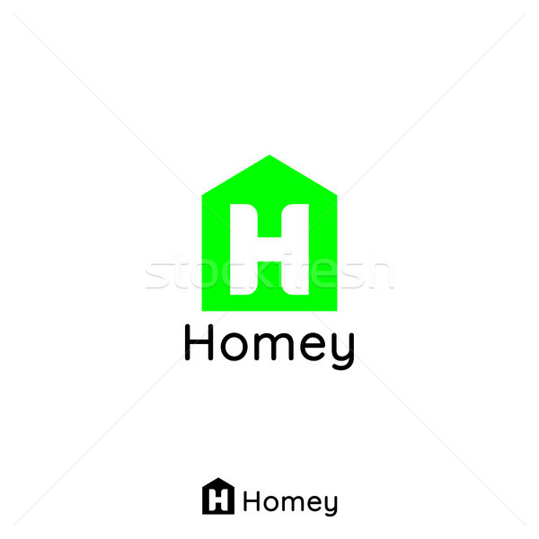 Foto stock: Construção · logotipo · casa · imóveis · letra · h · casa