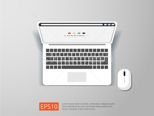 Stock photo: Loading page browser on top view laptop screen. flat style vector illustration