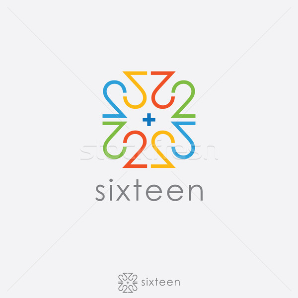 unique number 16 logo concept. 8 pieces of number 2 Logo with pl Stock photo © taufik_al_amin
