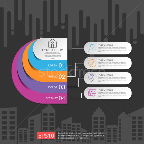 half circle for business concept infographic with abstract cloud and building background. Template f Stock photo © taufik_al_amin