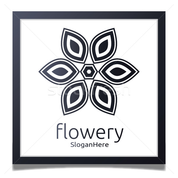 Elegant flower logo icon vector design with gradient black color Stock photo © taufik_al_amin