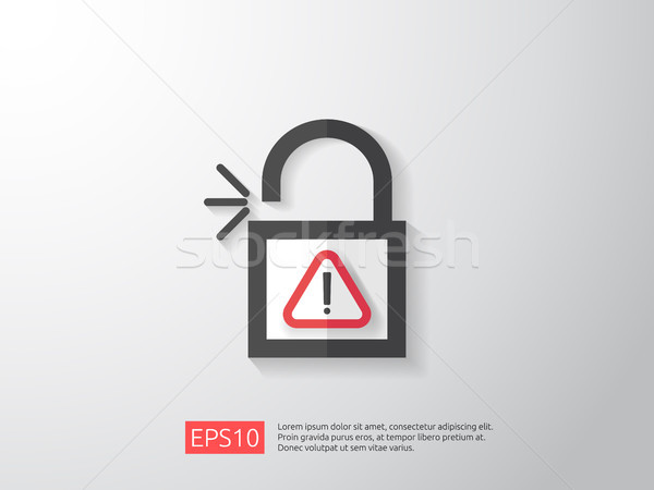 open padlock attention icon with exclamation mark symbol warning alert sign. account access security Stock photo © taufik_al_amin