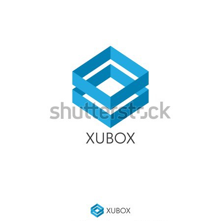 simple dual blue box logo concept. double shape. Logo Template w Stock photo © taufik_al_amin